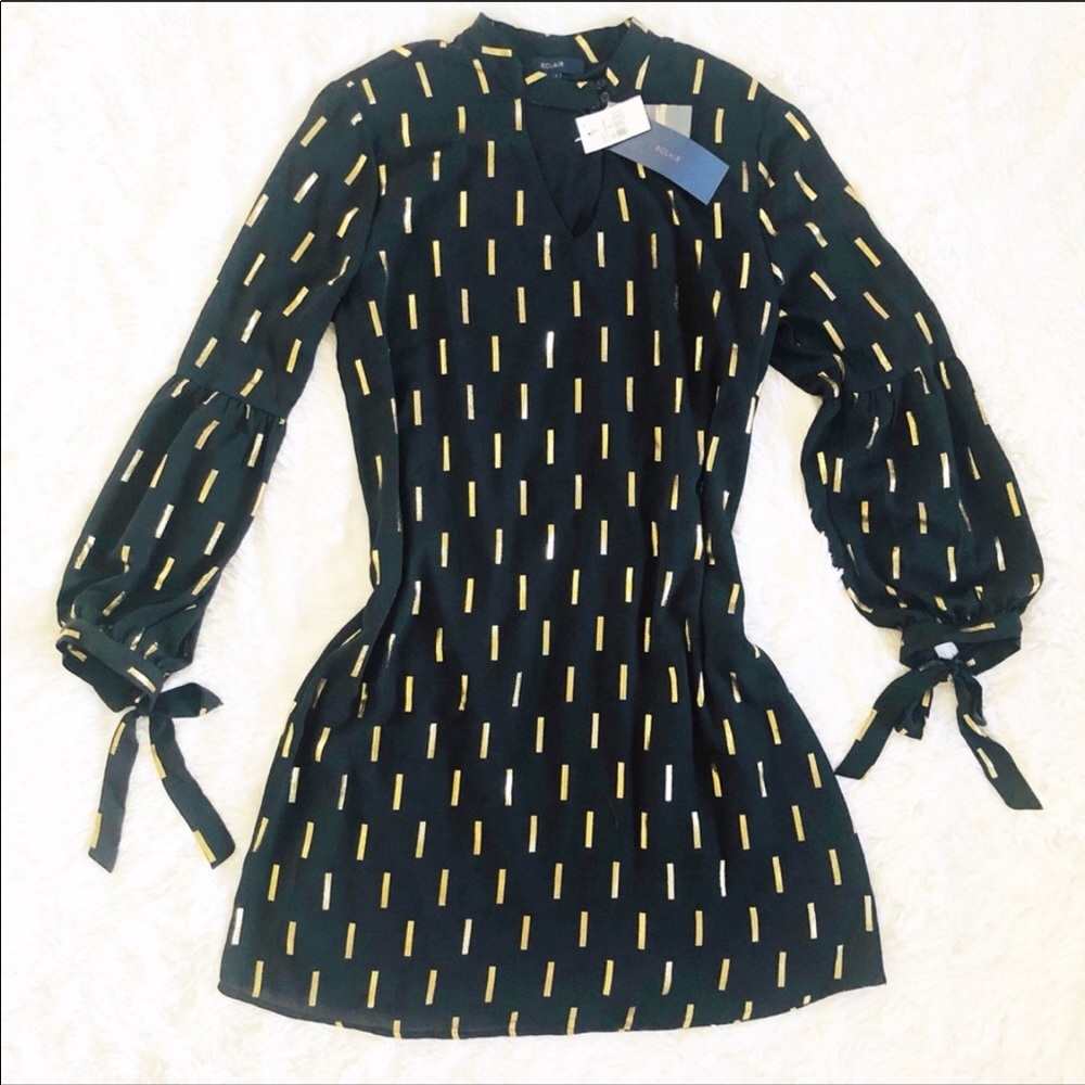 Eclair Women Size Medium Gold Black Chocker Dress